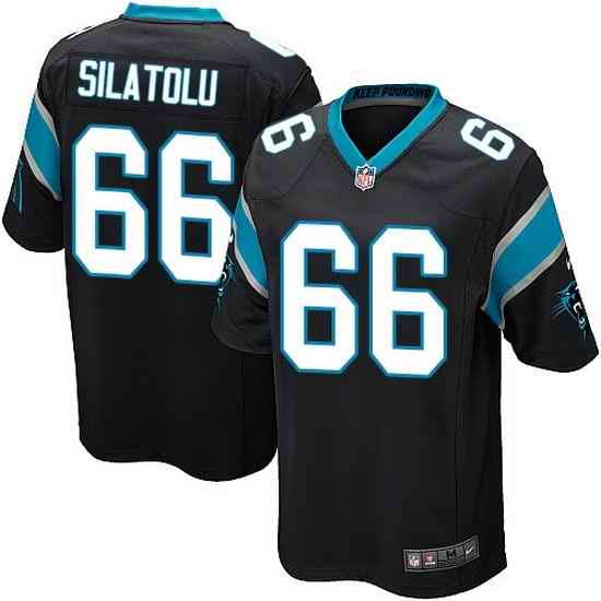 Nike Panthers #66 Amini Silatolu Black Team Color Mens Stitched NFL Elite Jersey